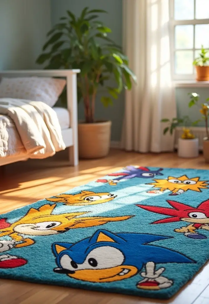 25 Sonic Bedroom Ideas for Kids Rooms That Bring Speed & Fun - 4. Sonic Rugs