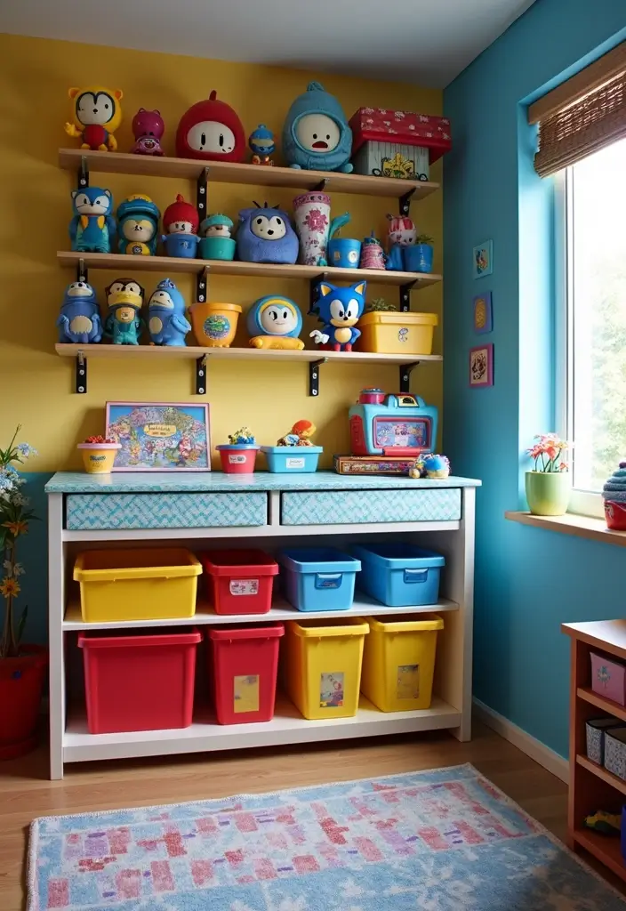 25 Sonic Bedroom Ideas for Kids Rooms That Bring Speed & Fun - 6. Sonic Storage Solutions