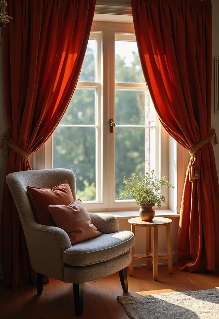 25 Velvet Curtains Bedroom Decorating Ideas That Feel Luxe - 15. Velvet Curtains for a Cozy Reading Nook