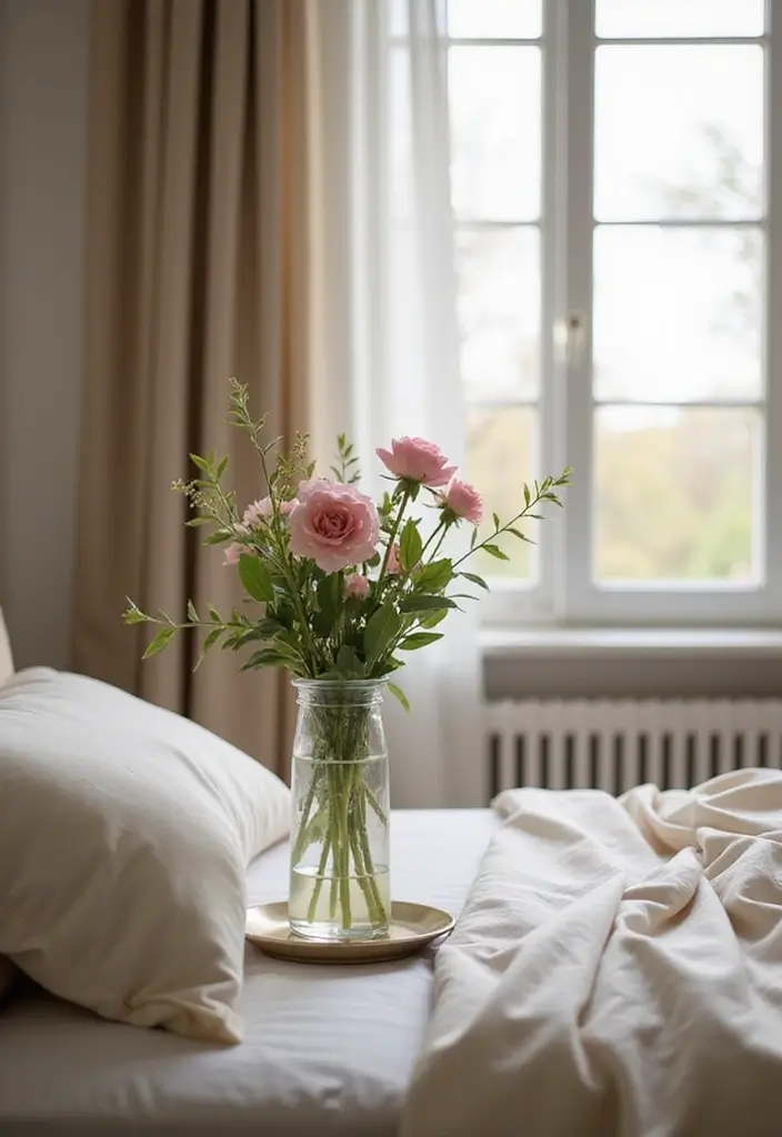 26 Apartment Bedroom Ideas for Couples That Spark Romance - 19. Fragrant Flowers