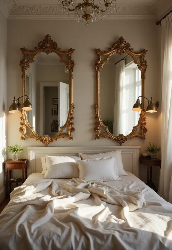 26 Apartment Bedroom Ideas for Couples That Spark Romance - 22. Mirrors for Light and Space