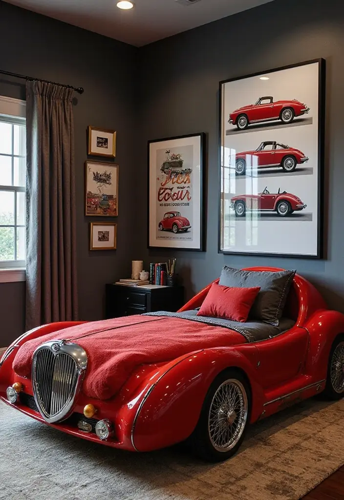 27 Boys Bedroom Ideas Small Space That Feel Cool & Functional - 17. Classic Car Enthusiast