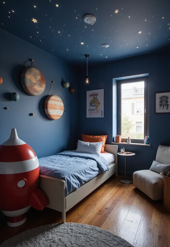 27 Boys Bedroom Ideas Small Space That Feel Cool & Functional - 2. Space Explorer’s Retreat