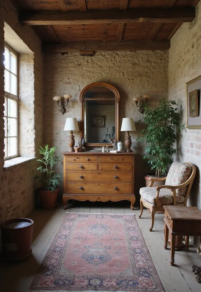 27 Country Rustic Bedroom Ideas That Blend Nature & Comfort - 16. Antique Finds