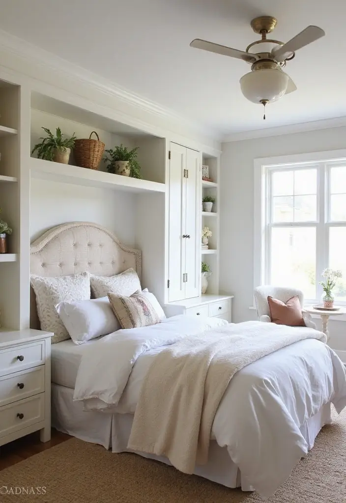 27 Farmhouse Bedroom Decor Ideas That Feel Fresh and Country Chic - 18. Custom Built-Ins