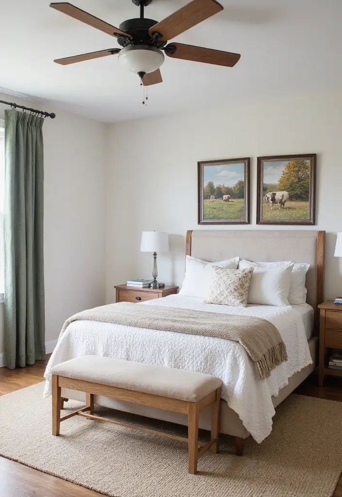 27 Farmhouse Bedroom Decor Ideas That Feel Fresh and Country Chic - 25. Farm-Inspired Prints