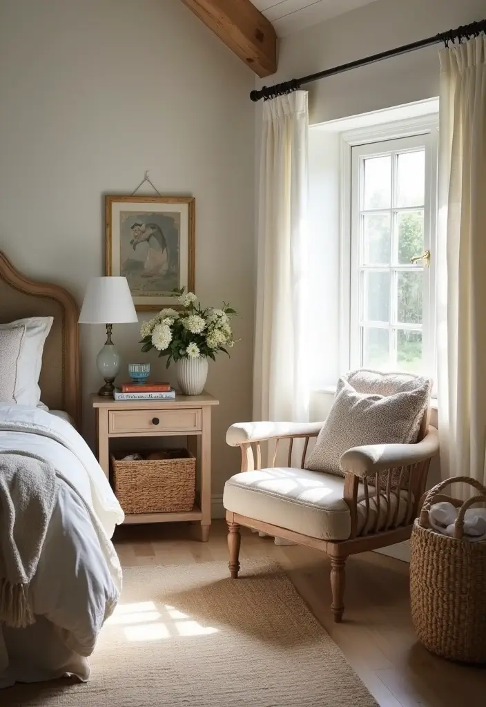27 Farmhouse Bedroom Decor Ideas That Feel Fresh and Country Chic - 27. Cozy Reading Nook