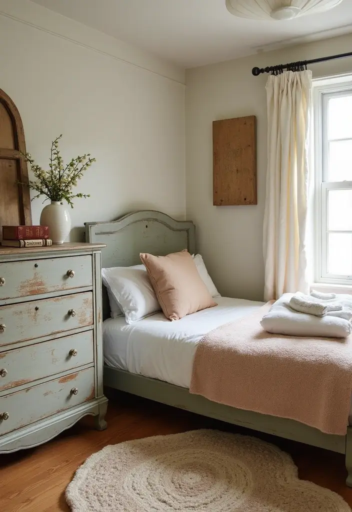 27 Farmhouse Bedroom Decor Ideas That Feel Fresh and Country Chic - 3. Vintage Furniture Finds