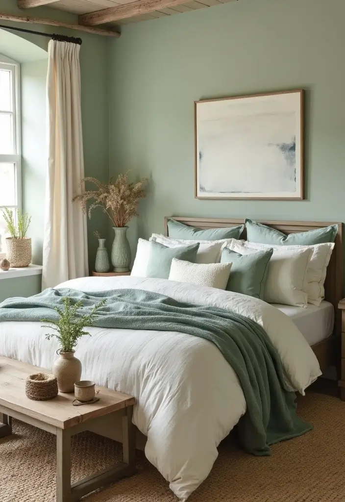 27 Farmhouse Bedroom Decor Ideas That Feel Fresh and Country Chic - 5. Soft, Earthy Color Palette