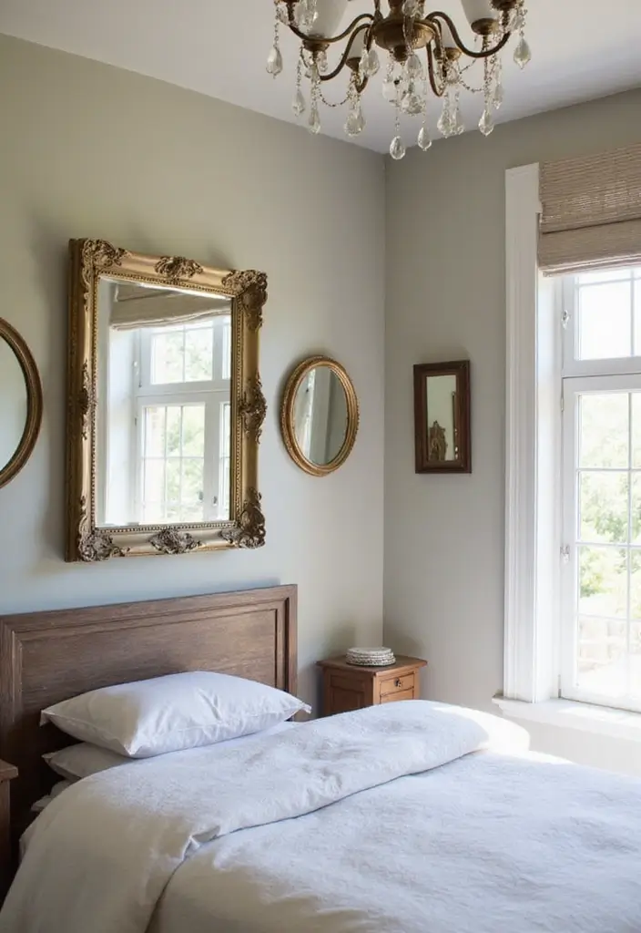 27 Farmhouse Bedroom Decor Ideas That Feel Fresh and Country Chic - 8. Vintage Mirrors