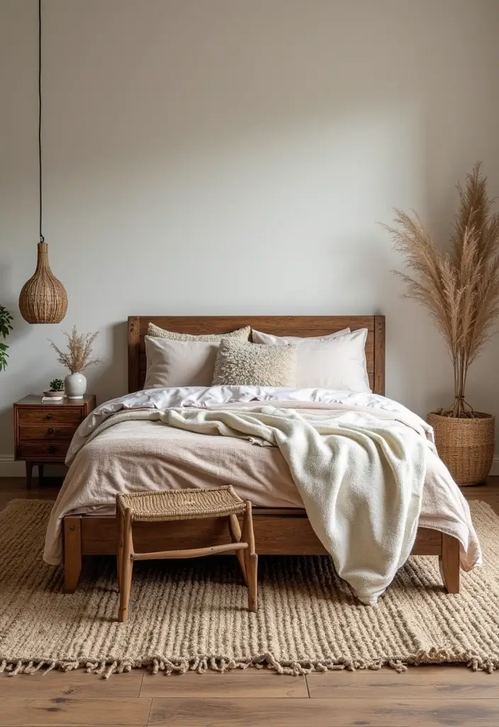 28 Boho Style Bedroom Ideas That Feel Effortless and Free-Spirited - 10. Textured Rugs