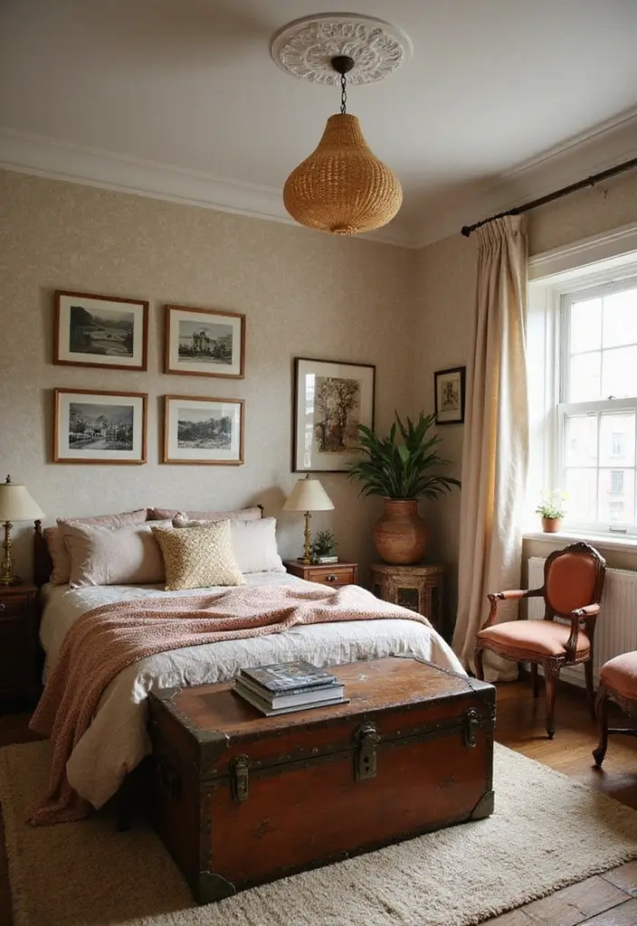 28 Boho Style Bedroom Ideas That Feel Effortless and Free-Spirited - 19. Vintage Trunks and Bins