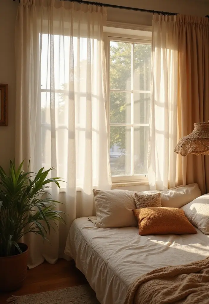 28 Boho Style Bedroom Ideas That Feel Effortless and Free-Spirited - 20. Soft, Natural Lighting