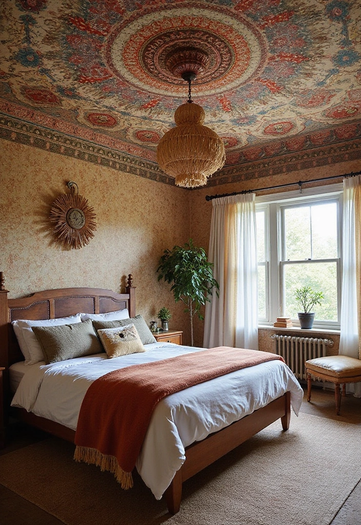 28 Boho Style Bedroom Ideas That Feel Effortless and Free-Spirited - 22. Statement Ceilings