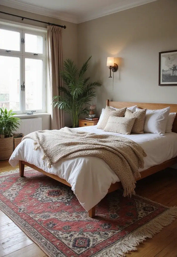28 Boho Style Bedroom Ideas That Feel Effortless and Free-Spirited - 25. Soft Rugs