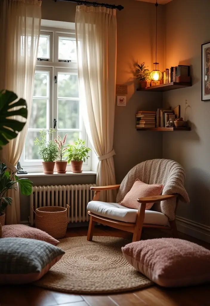 28 Boho Style Bedroom Ideas That Feel Effortless and Free-Spirited - 6. Cozy Reading Nook