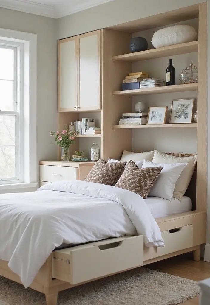 28 Modern Bedroom Interior Design Ideas That Feel Luxe & Serene - 17. Stylish Bedding Storage