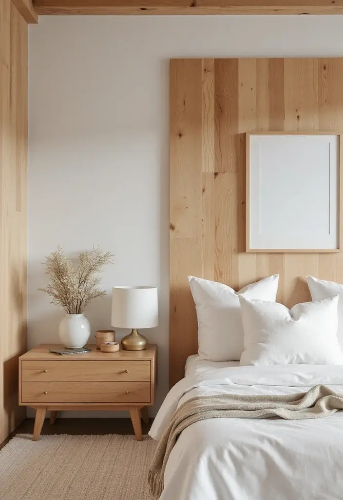 28 Modern Bedroom Interior Design Ideas That Feel Luxe & Serene - 18. Natural Wood Accents