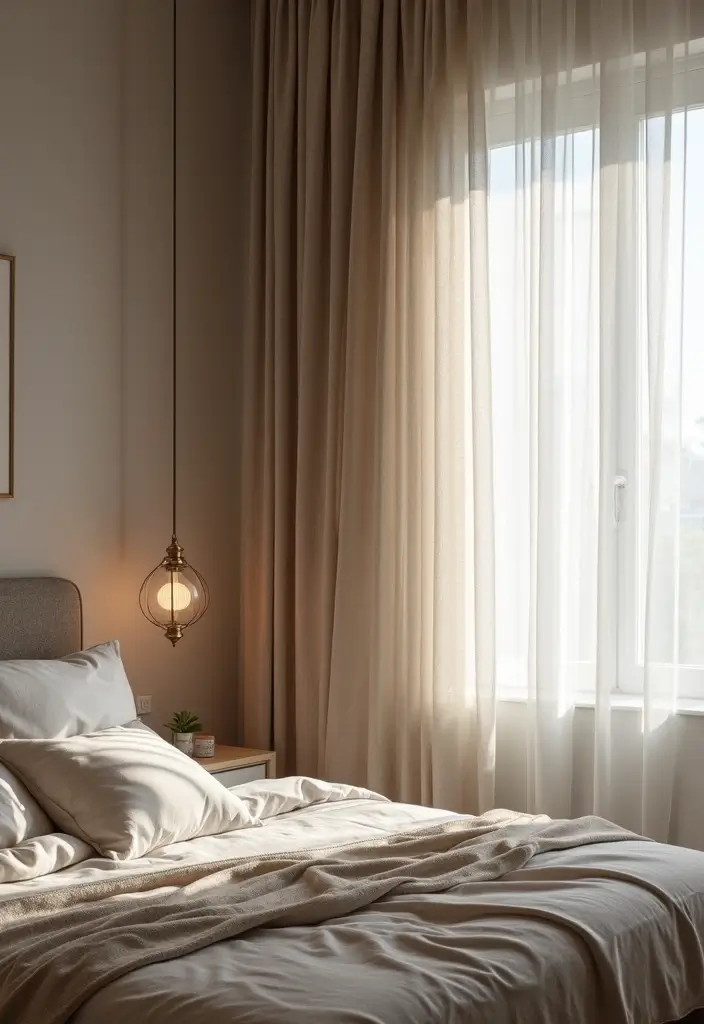 28 Modern Bedroom Interior Design Ideas That Feel Luxe & Serene - 20. Textured Curtains