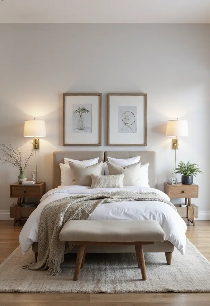 28 Modern Bedroom Interior Design Ideas That Feel Luxe & Serene - 28. Balanced Symmetry