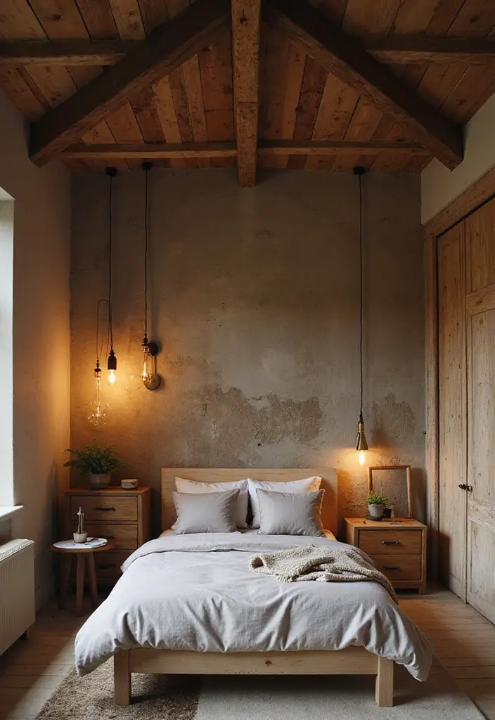 28 Rustic Brown Bedroom Ideas That Bring Natural Warmth - 17. Warm Metallic Accents