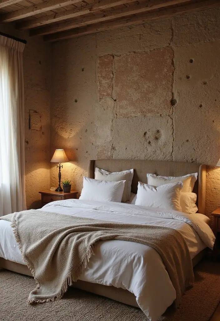 28 Rustic Brown Bedroom Ideas That Bring Natural Warmth - 19. Textured Wallpaper