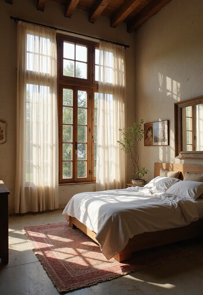 28 Rustic Brown Bedroom Ideas That Bring Natural Warmth - 21. Natural Light Emphasis