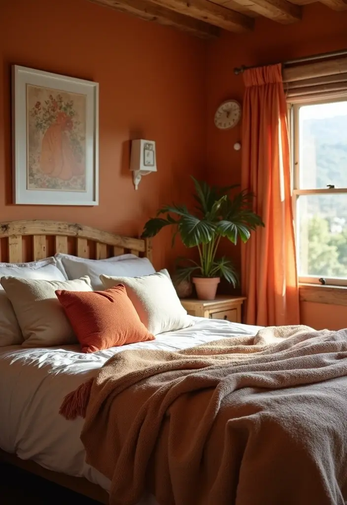 28 Rustic Brown Bedroom Ideas That Bring Natural Warmth - 25. Catchy Accent Colors