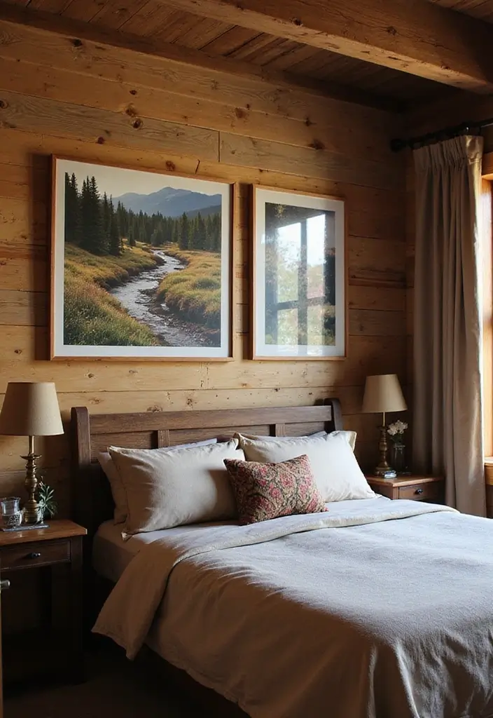 28 Rustic Brown Bedroom Ideas That Bring Natural Warmth - 27. Use of Local Artwork