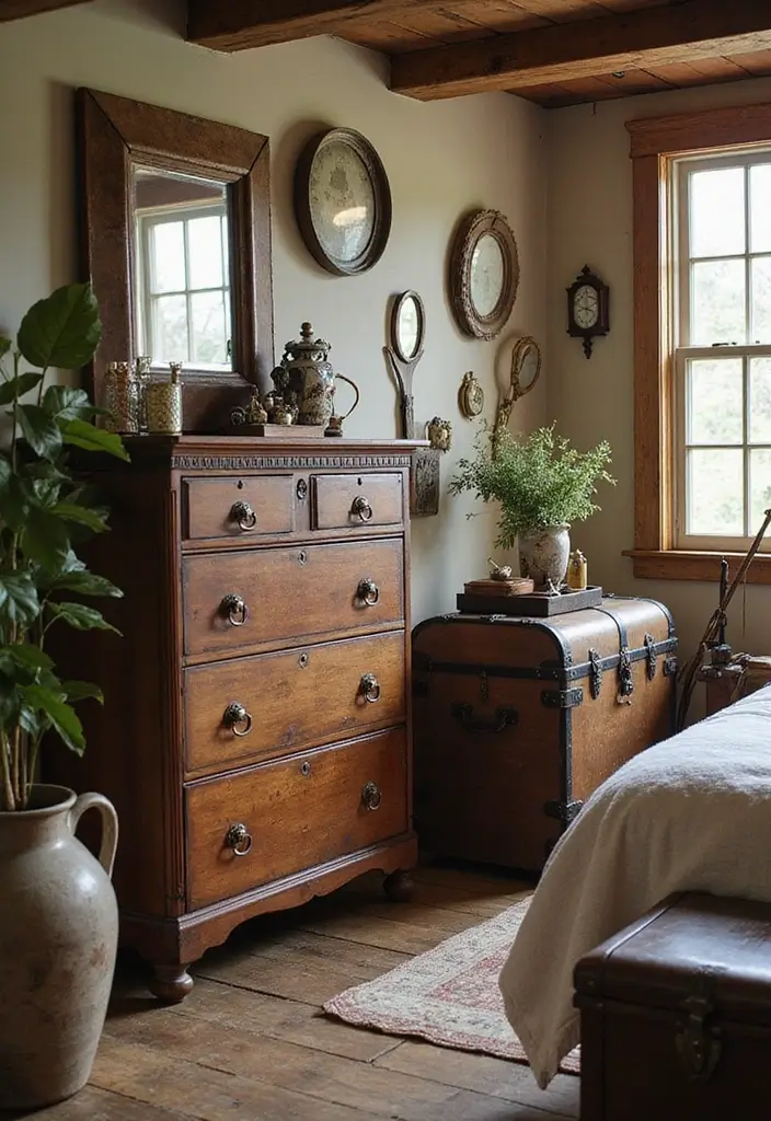 28 Rustic Brown Bedroom Ideas That Bring Natural Warmth - 4. Incorporate Vintage Decor