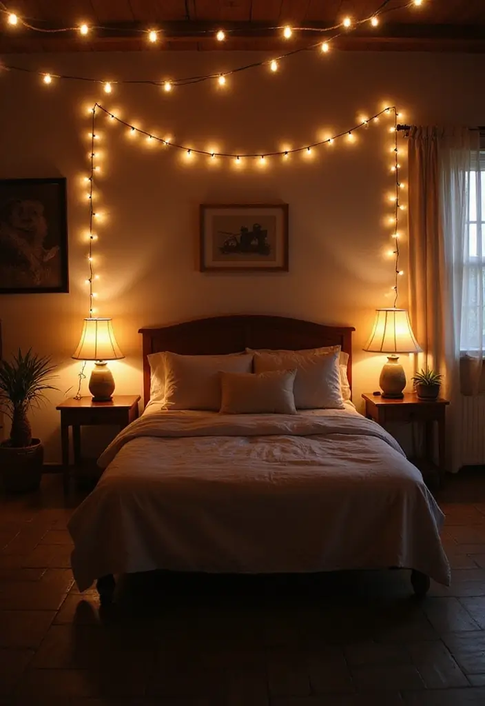 28 Rustic Brown Bedroom Ideas That Bring Natural Warmth - 6. Soft Lighting Options