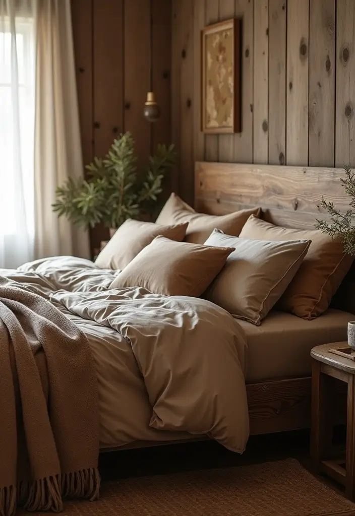 28 Rustic Brown Bedroom Ideas That Bring Natural Warmth - 7. Farmhouse Bed Frames