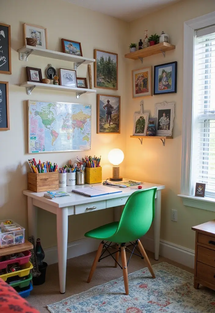 28 Small Kids Bedroom Ideas for Boys That Are Playful & Organized - 10. Artistic Touches: DIY Art Station