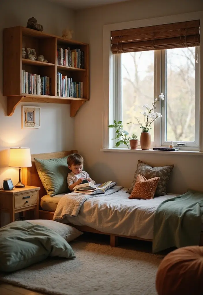 28 Small Kids Bedroom Ideas for Boys That Are Playful & Organized - 12. A Reading Nook: Cozy Corner
