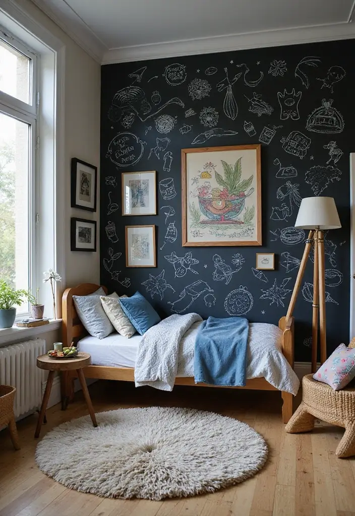 28 Small Kids Bedroom Ideas for Boys That Are Playful & Organized - 13. Colorful Chalkboard Walls