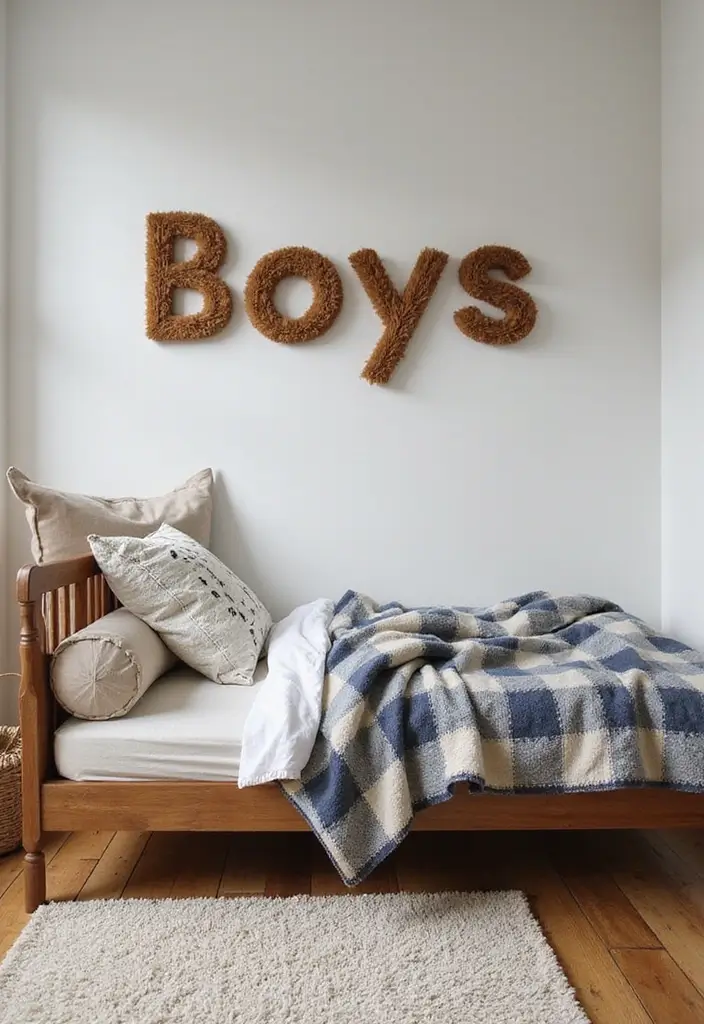 28 Small Kids Bedroom Ideas for Boys That Are Playful & Organized - 14. Personalized Name Art