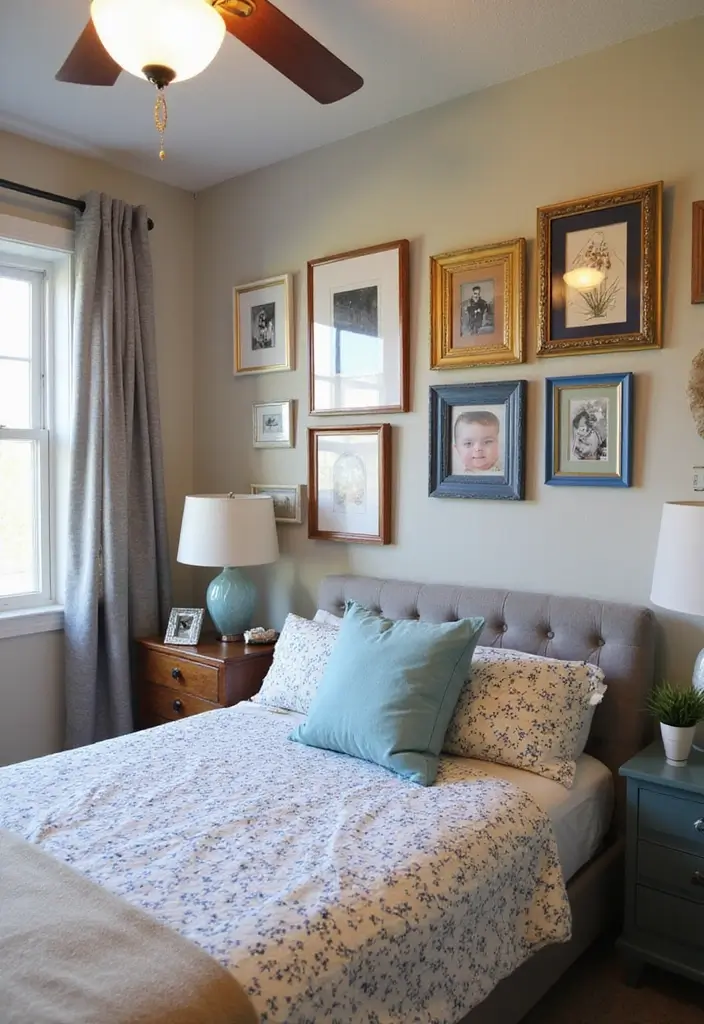 28 Small Kids Bedroom Ideas for Boys That Are Playful & Organized - 27. Family Photo Wall