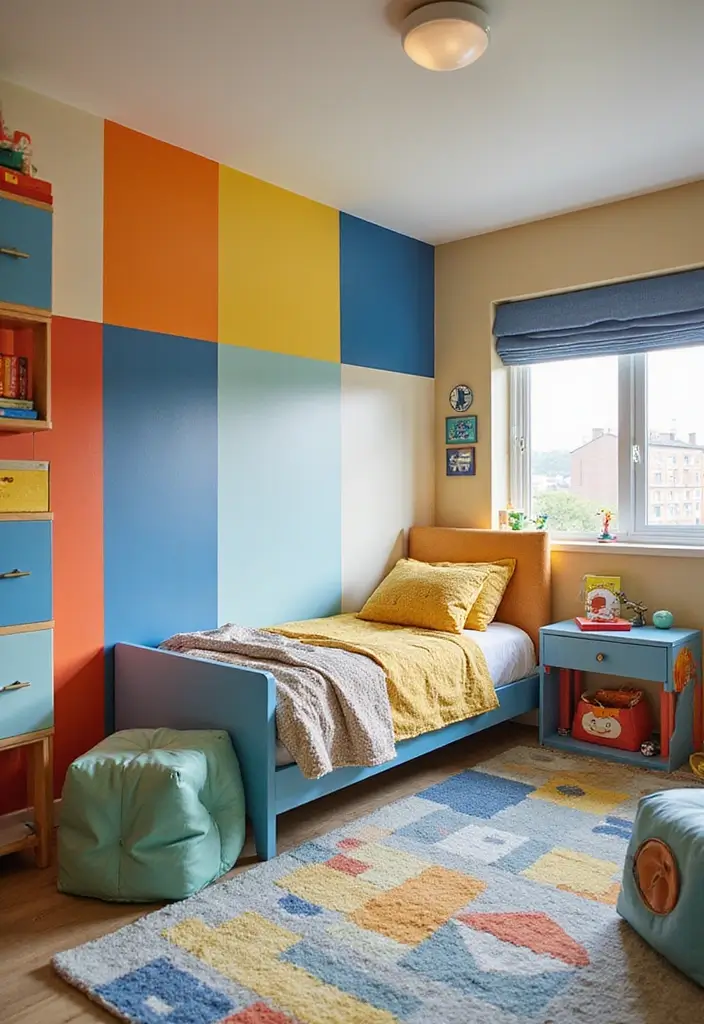 28 Small Kids Bedroom Ideas for Boys That Are Playful & Organized - 5. Playful Color Blocks