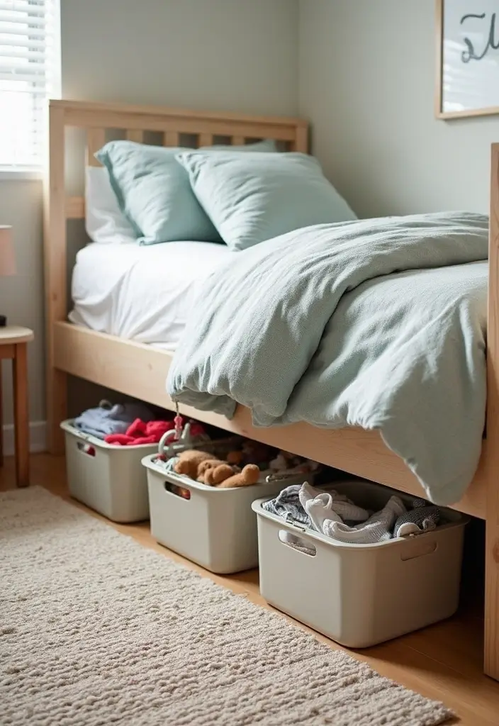 28 Small Kids Bedroom Ideas for Boys That Are Playful & Organized - 7. Under-Bed Magic: Hidden Storage