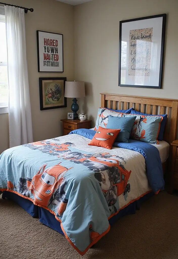 28 Small Kids Bedroom Ideas for Boys That Are Playful & Organized - 9. Themed Bedding Sets