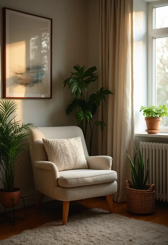 29 Earth Tone Bedroom Ideas That Feel Warm, Calm & Natural - 16. Cozy Reading Nook