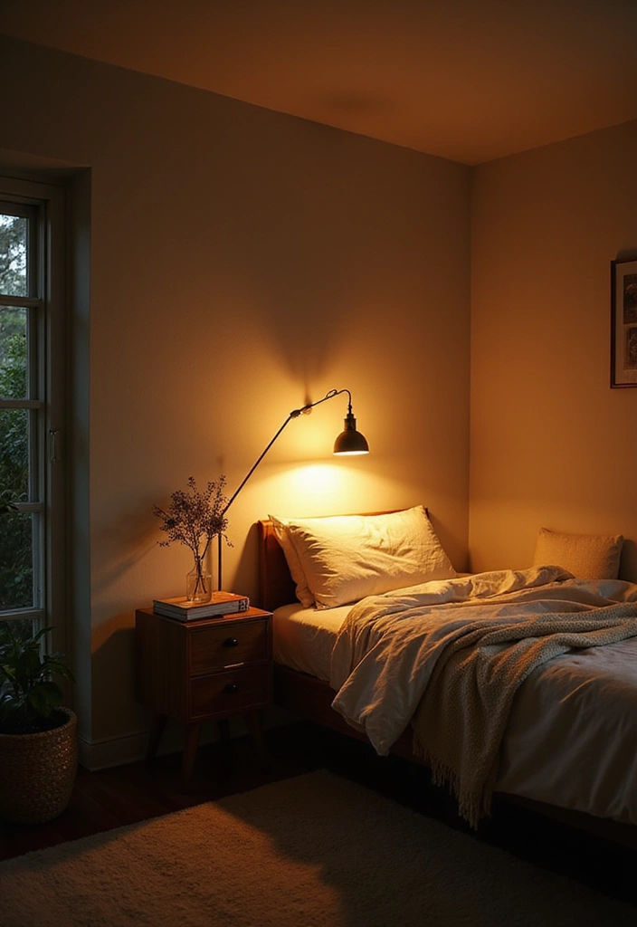 29 Earth Tone Bedroom Ideas That Feel Warm, Calm & Natural - 17. Layered Lighting