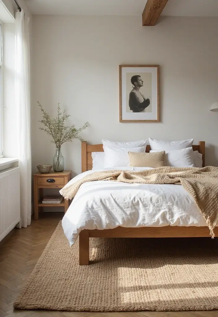 29 Earth Tone Bedroom Ideas That Feel Warm, Calm & Natural - 18. Natural Fiber Rugs