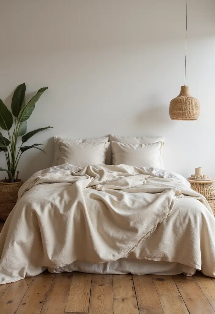 29 Earth Tone Bedroom Ideas That Feel Warm, Calm & Natural - 19. Organic Cotton Throws