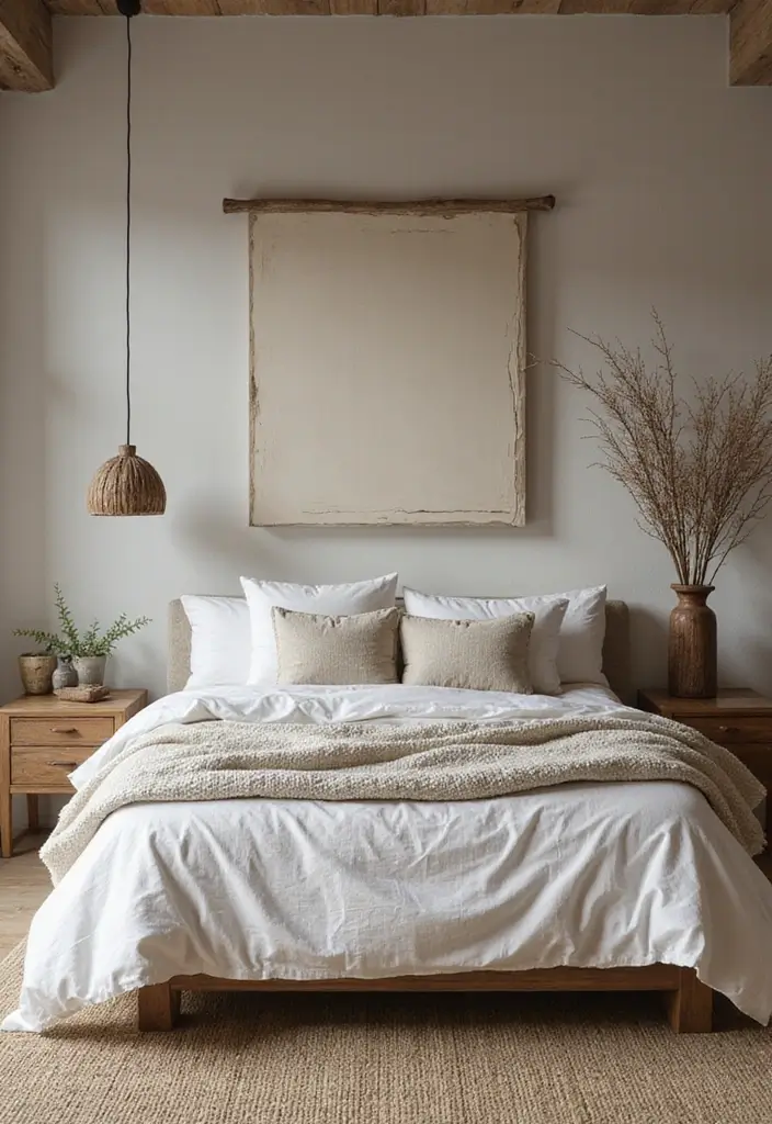 29 Earth Tone Bedroom Ideas That Feel Warm, Calm & Natural - 22. Nature-Inspired Accessories