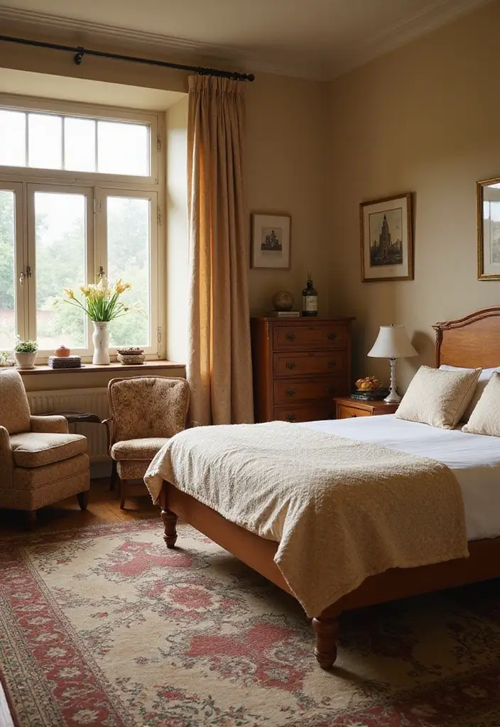 29 Earth Tone Bedroom Ideas That Feel Warm, Calm & Natural - 5. Vintage Furniture Finds