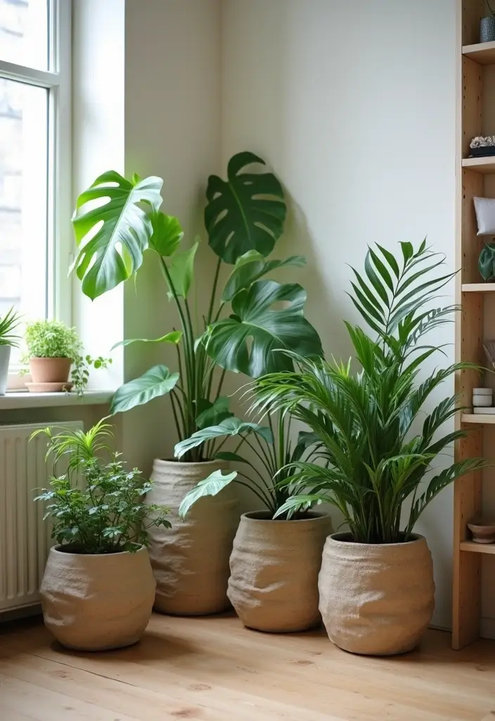 29 Earth Tone Bedroom Ideas That Feel Warm, Calm & Natural - 7. Indoor Plants for Air Quality