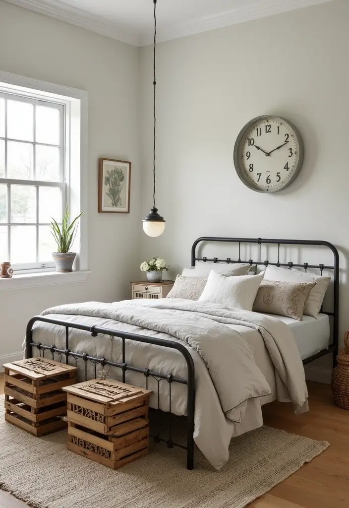 29 Metal Bed Frame Bedroom Ideas Vintage That Add Classic Charm - 16. Stylish Galvanized Metal Bed Frame