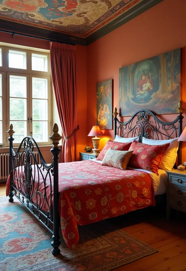 29 Metal Bed Frame Bedroom Ideas Vintage That Add Classic Charm - 17. Artsy Metal Frame Designs