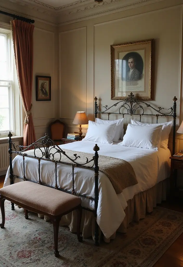 29 Metal Bed Frame Bedroom Ideas Vintage That Add Classic Charm - 20. Victorian-Style Metal Bed Frame